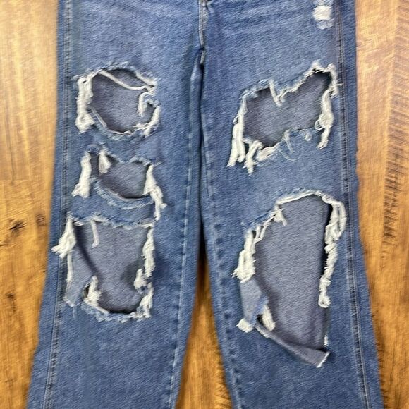 PacSun Button fly Baggy Jeans, Distressed, size 28, medium blue wash - Picture 3 of 11
